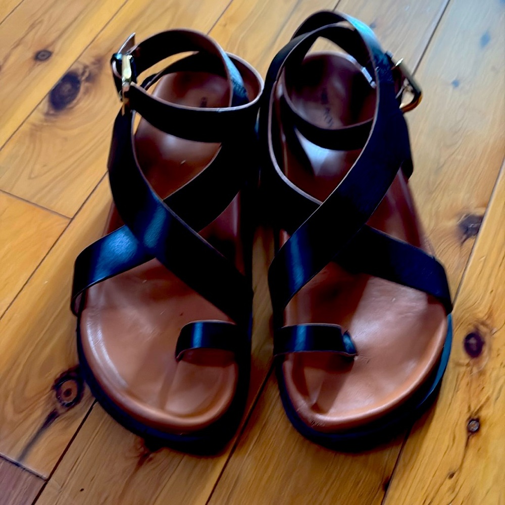 Free People Anya Cross Cross Footbed Sandals